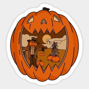 Happy pumpkin and scarecrow Sticker